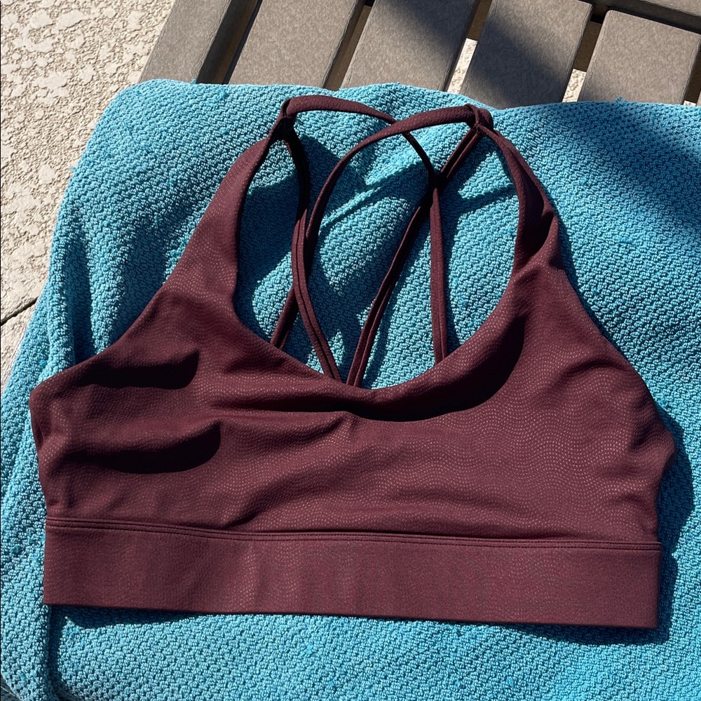 ZYIA Deep Burgundy Sports Bra Criss Cross Back SZ L.